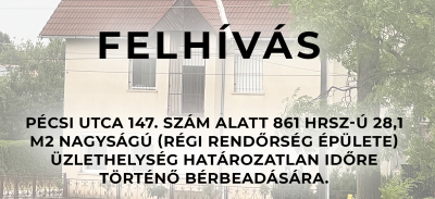 Felhívás - üzlethelység bérbeadására